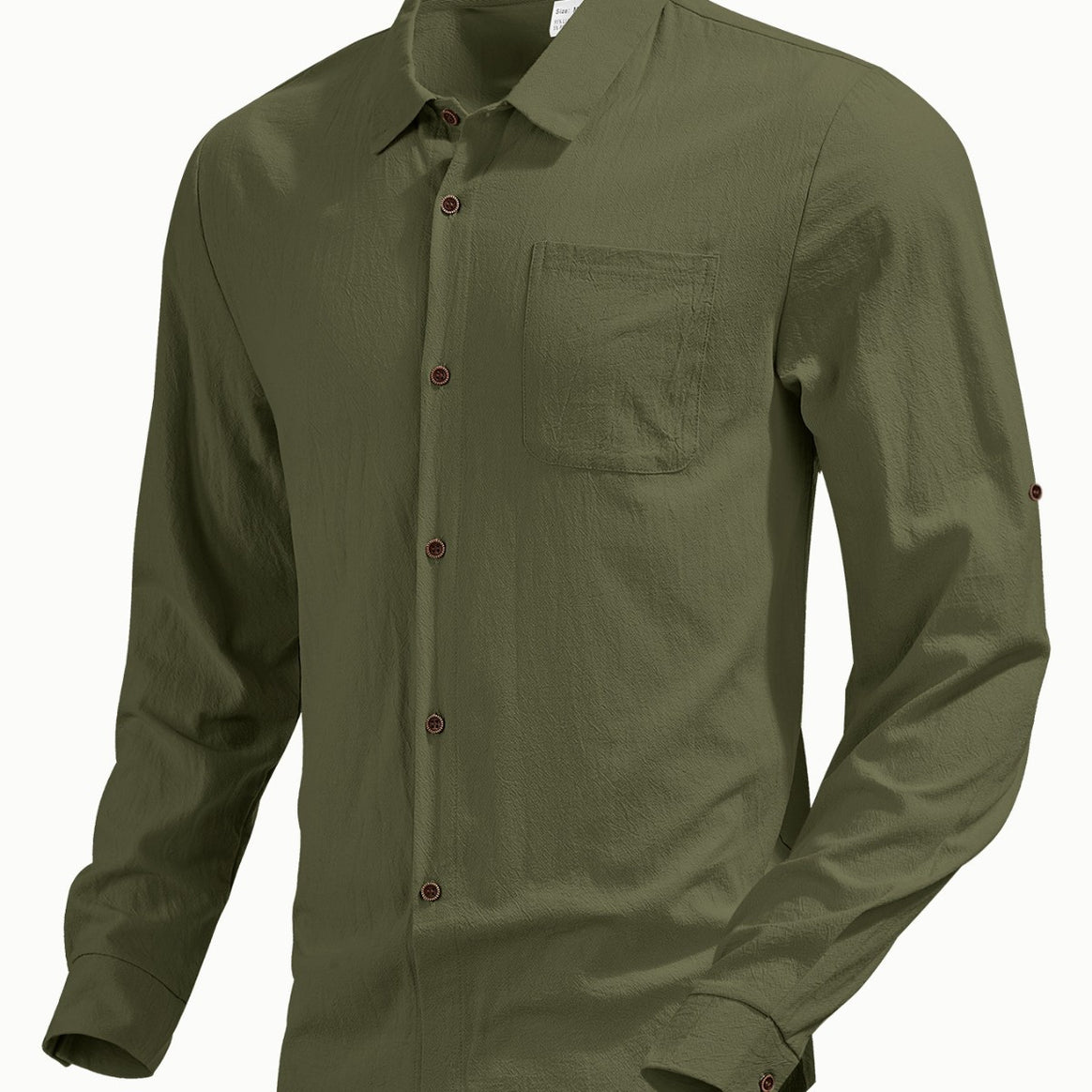 Men's casual long-sleeve shirt with Kent collar, chest pocket, and sleeve strap Mune Fashion