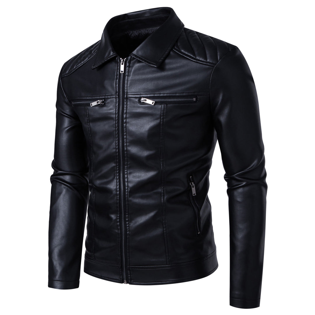 Men's Fashion Leather Jacket with Shoulder Pads Mune Fashion