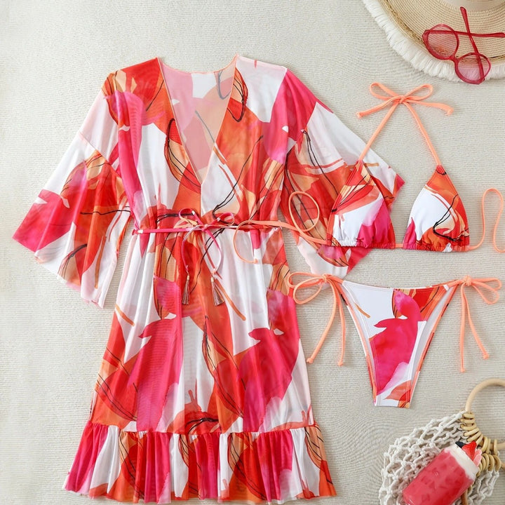 Women’s bikini set with floral kaftan Mune Fashion