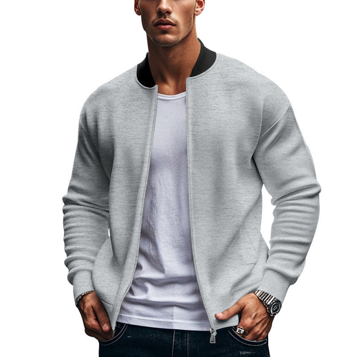 Men's Sporty Bomber Jacket with High Collar Mune