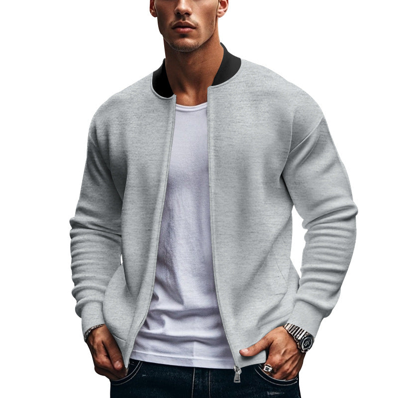 Men's Sporty Bomber Jacket with High Collar Mune