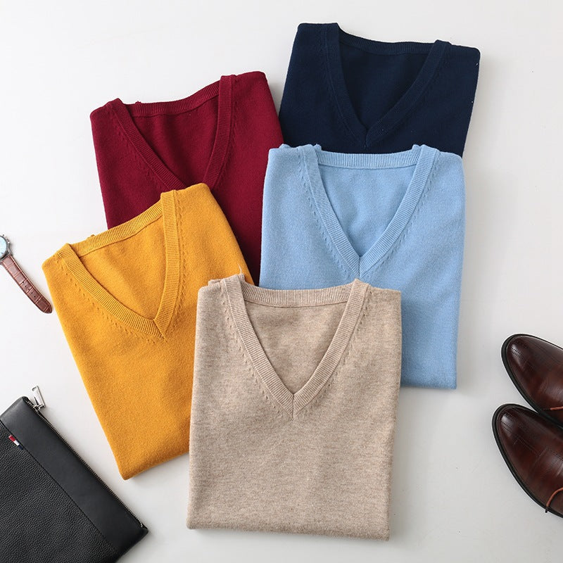 Men's Sleeveless Fine Knit Vest with V-Neck and Fine Cotton Blend Mune Fashion