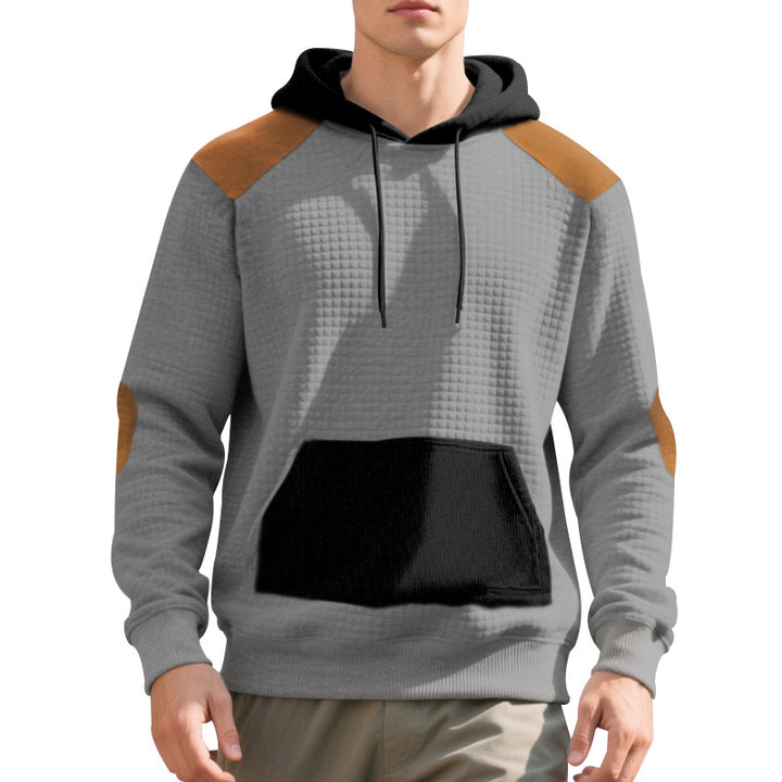 Men's urban waffle knit hoodie with kangaroo pocket and trim Mune Fashion