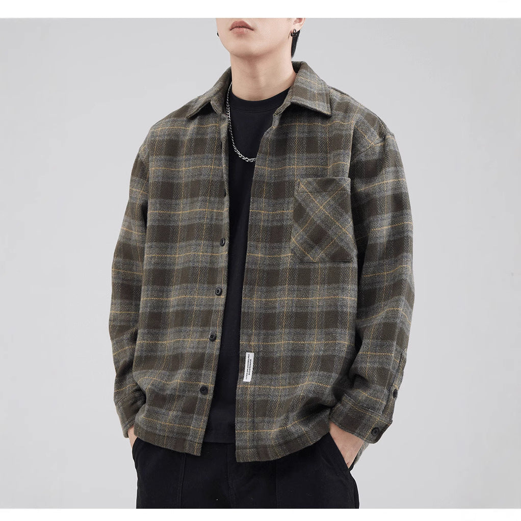 Men's Casual Checkered Pattern Shirt Jacket Mune Fashion