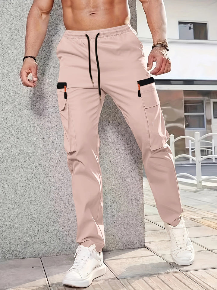 Men's cargo pants in jogger style with elastic waistband, drawstring & multiple pockets Mune Fashion