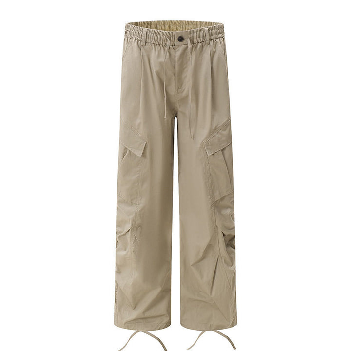 Women's Wide Cargo Palazzo Pants with Drawstring Waistband and Adjustable Hem Cords Mune Fashion
