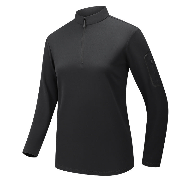 Men's Functional Long Sleeve Training Top with Stand-Up Collar and Zip Arm Pocket Mune Fashion
