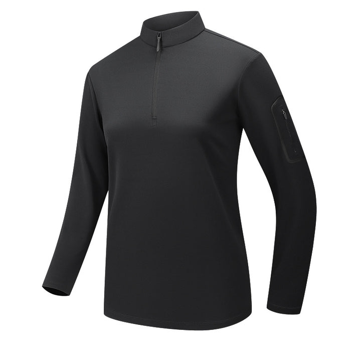 Men's Functional Long Sleeve Training Top with Stand-Up Collar and Zip Arm Pocket Mune Fashion