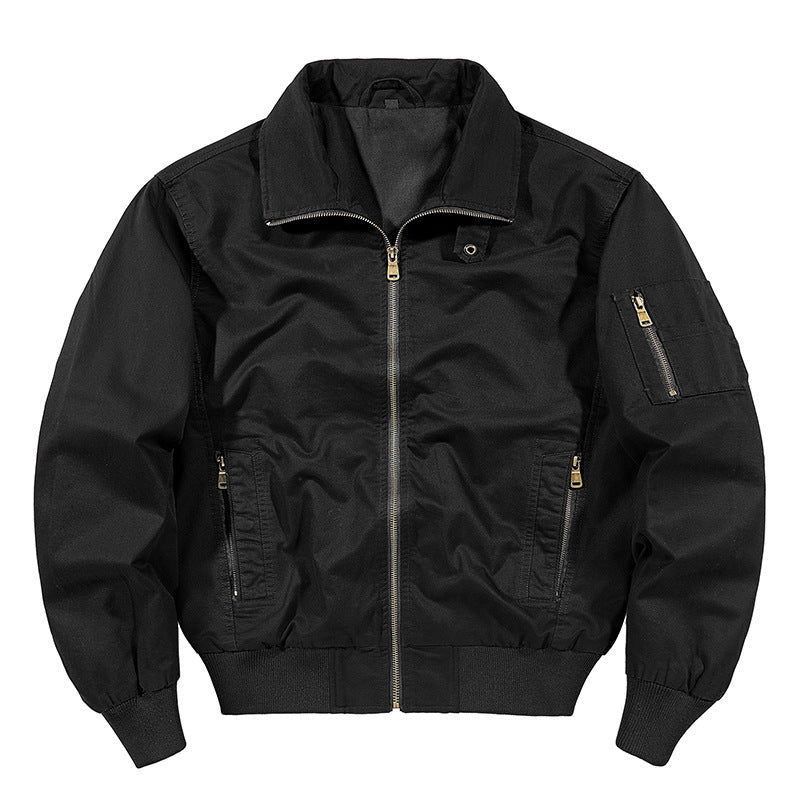 Men's  rugged cotton-blend utility bomber with ribbed trim and zip sleeve pocket Mune Fashion