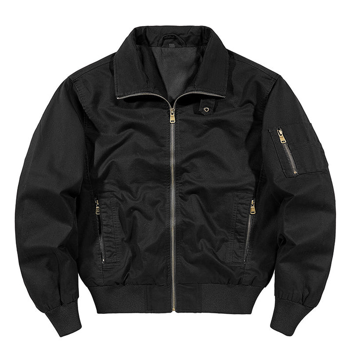 Men's  rugged cotton-blend utility bomber with ribbed trim and zip sleeve pocket Mune Fashion
