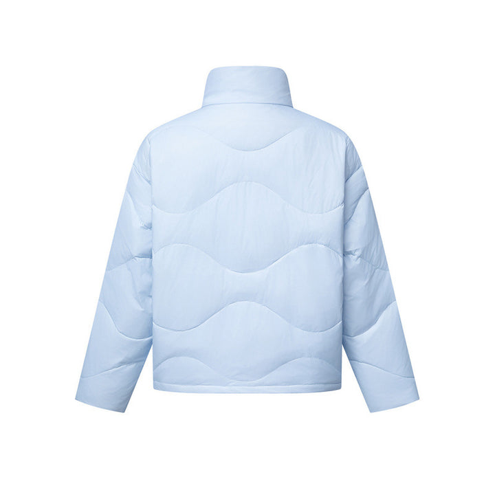 Women's short padded quilted jacket with wave quilting and high stand-up collar Mune Fashion