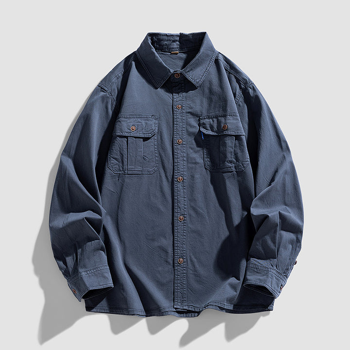 Men's overshirt made of sturdy cotton twill with flap pockets and a continuous button placket Mune Fashion