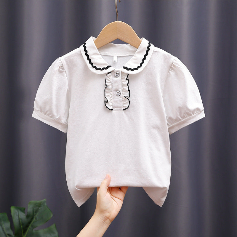 Girl's trendy blouse with ruffled collar and puff sleeves Mune Fashion