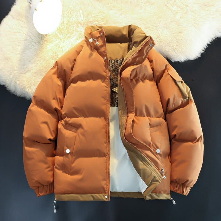 Men's Padded Down Look Outdoor Jacket with High Stand Collar, Contrast Inner Lining & Arm Pocket Mune Fashion