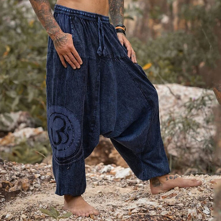 Men's Casual Harem Pants with Drawstring and Elastic Cuffs Mune Fashion