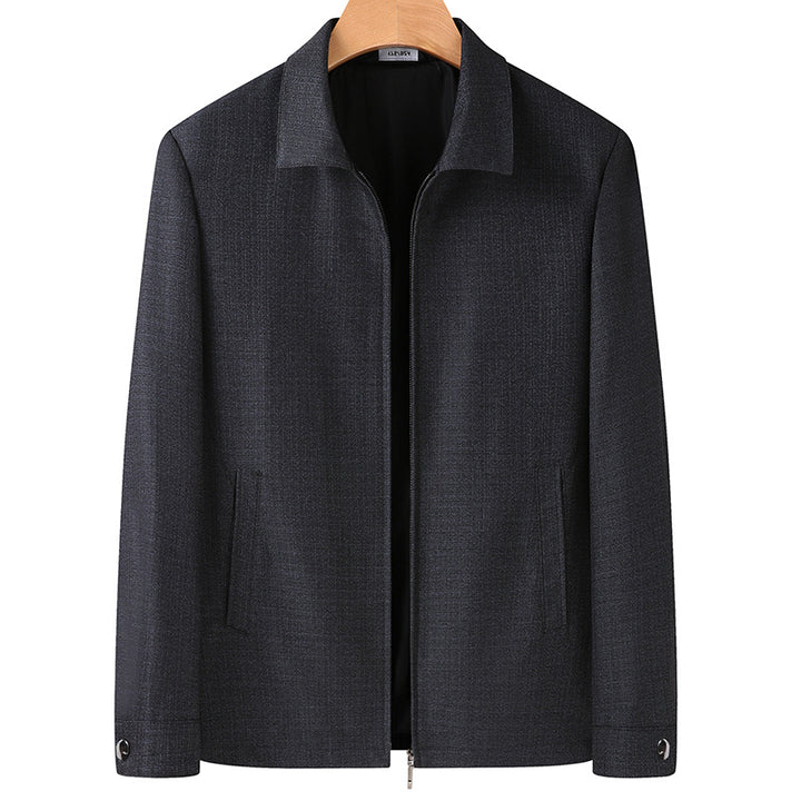 Men's Elegant Transition Jacket in Blouson Style made of Structured Wool Blend with Concealed Zipper Mune Fashion