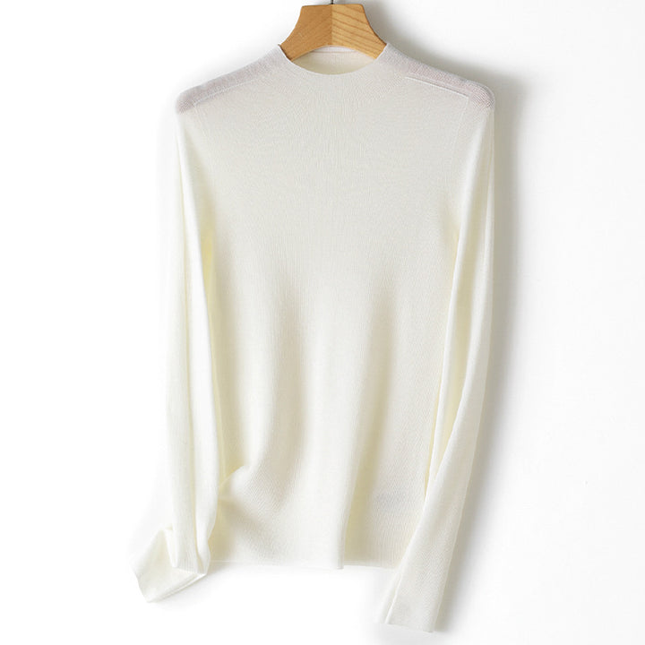 Women's fine knit pullover with stand-up collar and slim silhouette Mune Fashion
