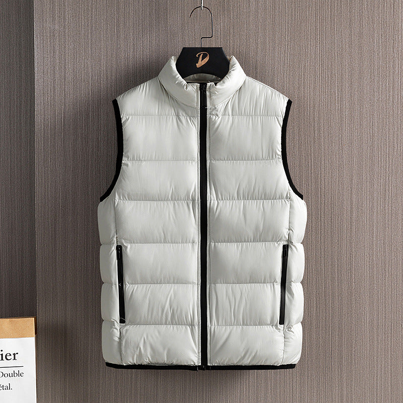 Men's Lightweight Down-Alternative Quilted Vest with Windproof Outer Shell, Stand Collar and Water-Repellent Zippers Mune Fashion