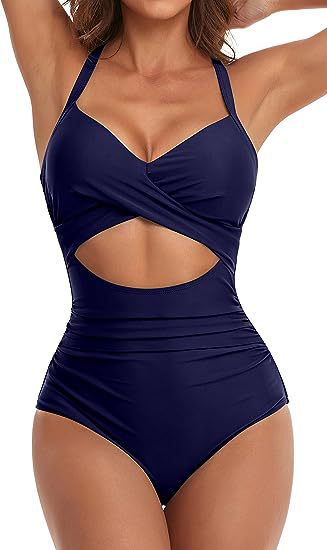 Women's One-Piece Swimsuit with Elegant Wrap Cut Mune Fashion