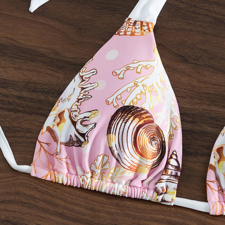 Women's triangle bikini with trendy shell pattern and sophisticated straps Mune Fashion