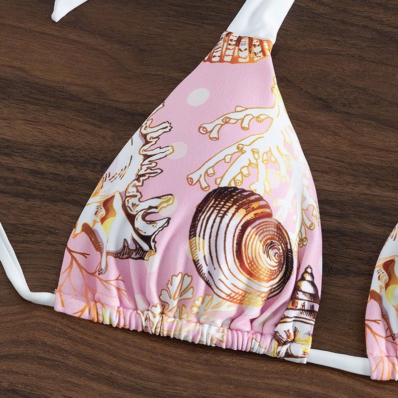 Women's triangle bikini with trendy shell pattern and sophisticated straps Mune Fashion