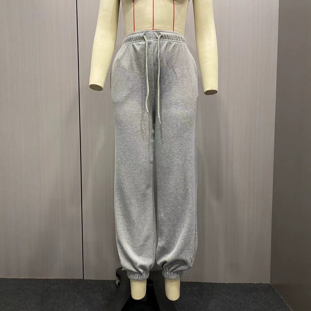 Ladies nan Cozy Sweat Palazzo Pants with high comfort waistband, integrated drawstring and gathered ankle cuffs Mune Fashion