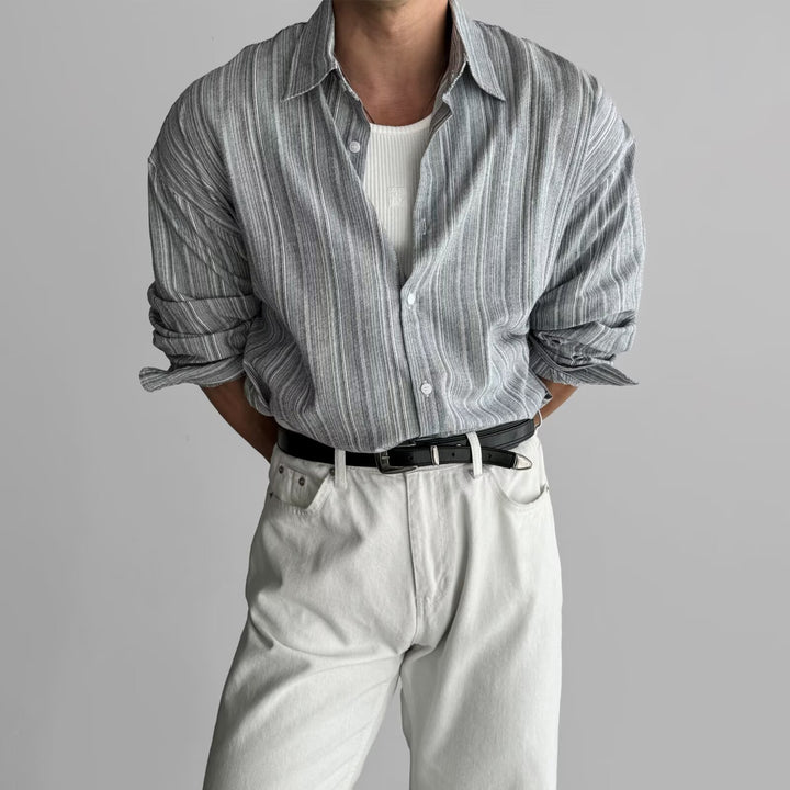 Men's Elegant Shirt with Vertical Stripes Mune Fashion