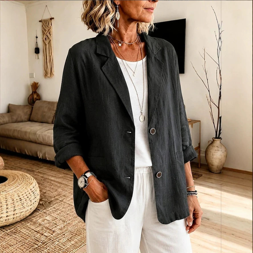Ladies Lightweight and Elegant Linen Jacket Mune Fashion