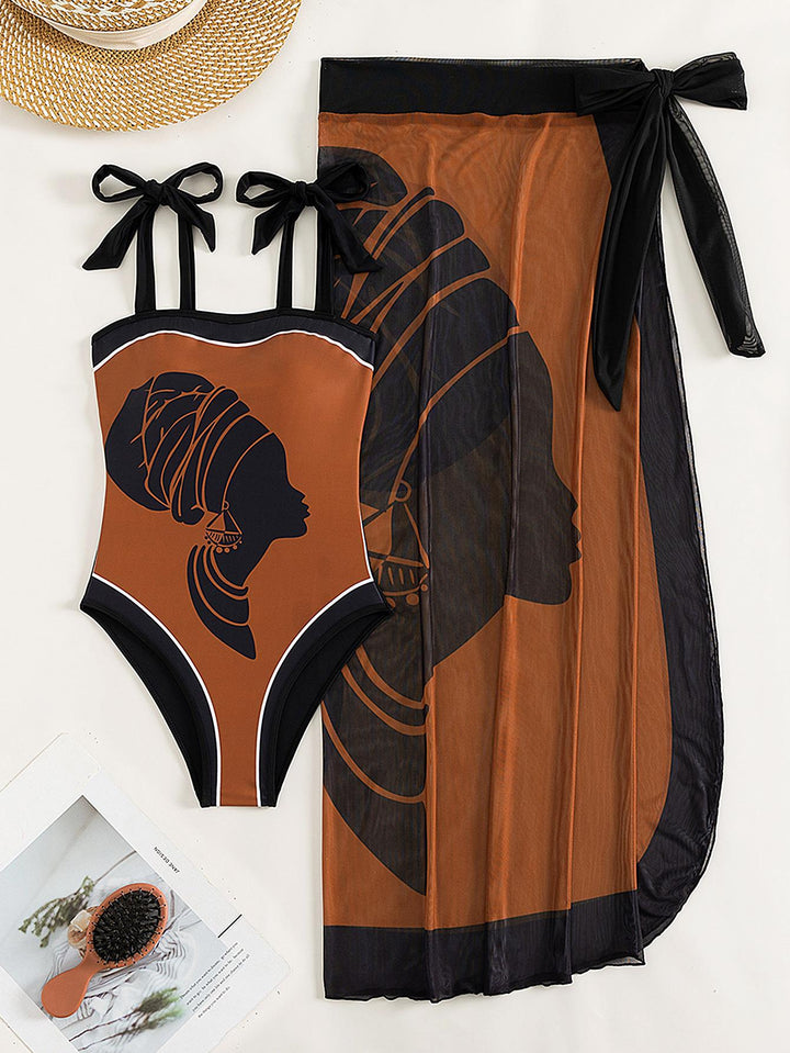 Women's swimsuit set with transparent skirt and individually adjustable straps Mune Fashion