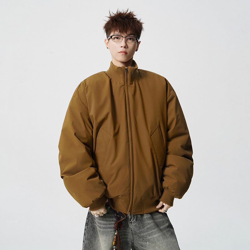 Men's Oversized Bomber Jacket with Padded Filling and Ribbed Hem Mune Fashion