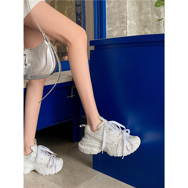 Damen Chunky-Plateau-Sneakers mit atmungsaktivem Mesh und sculpted Profil Mune Fashion