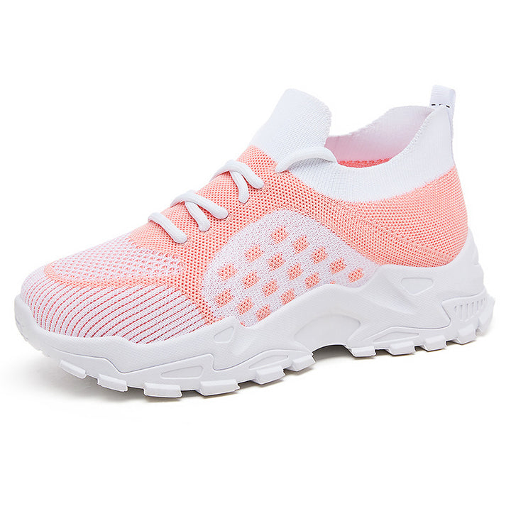 Women’s lightweight knit chunky sneakers with sock-like shaft, padded heel support, and grippy trail outsole Mune Fashion