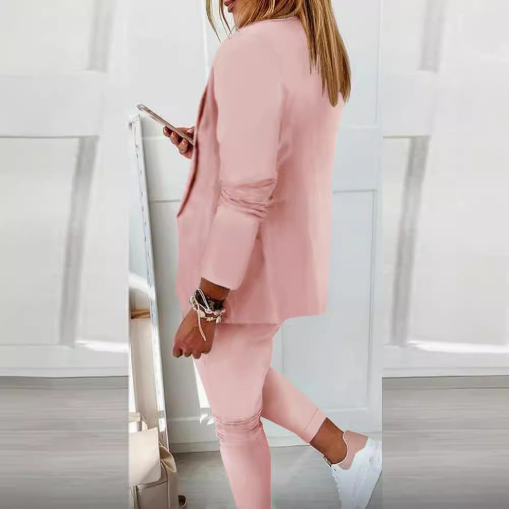 Women's two-piece blazer jogger set with tailored blazer and elastic waistband trousers Mune Fashion