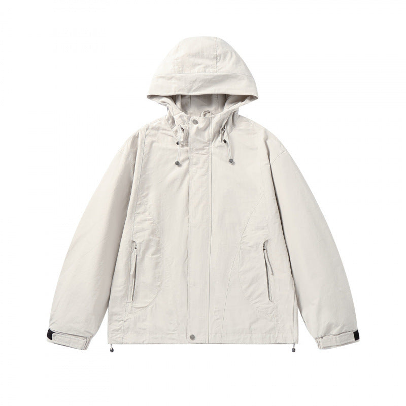 Unisex Short cut hoodie in technical outdoor style with drawstring, concealed front placket and adjustable cuffs Mune Fashion