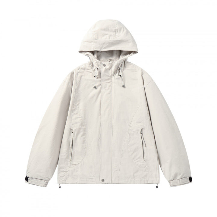 Unisex Short cut hoodie in technical outdoor style with drawstring, concealed front placket and adjustable cuffs Mune Fashion