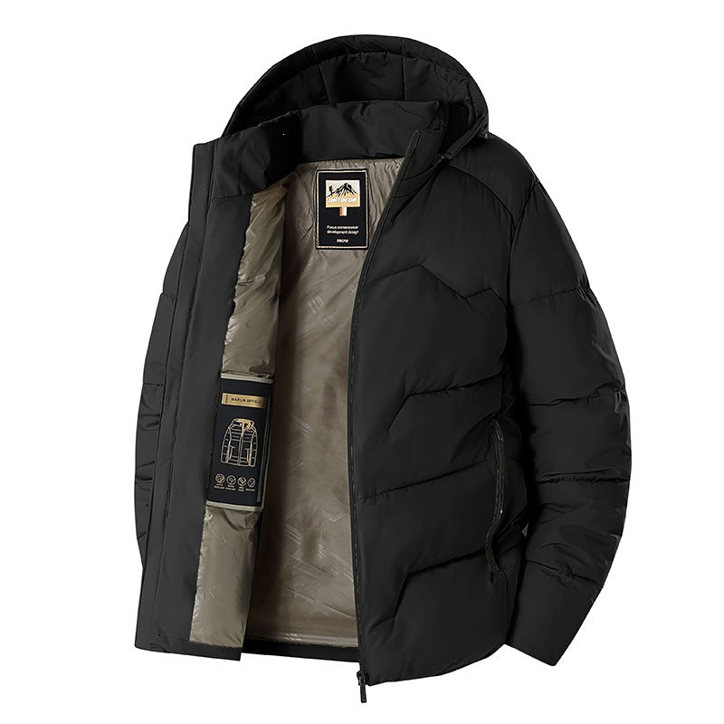 Men's quilted hooded thermo jacket with windproof outer shell & zip pockets Mune Fashion