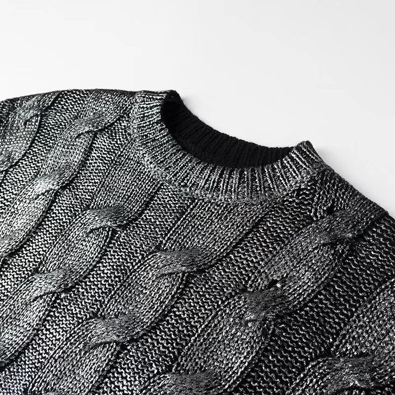 Women's Oversized Cable Knit Sweater with Round Neck Mune Fashion