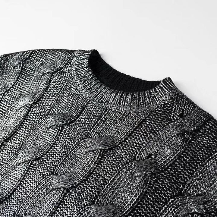 Women's Oversized Cable Knit Sweater with Round Neck Mune Fashion