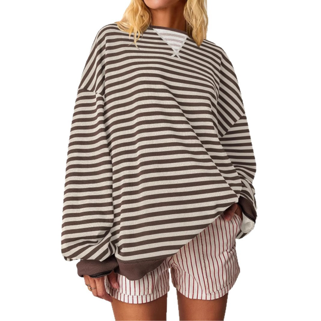 Women Oversized Striped Sweatshirt