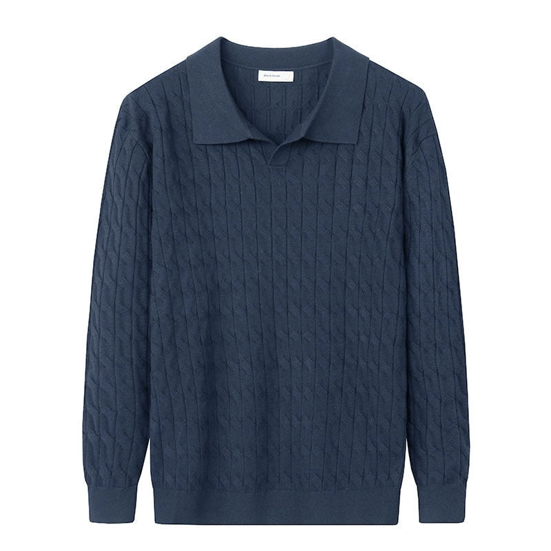 Men's Elegant Knitted Sweater with Stand-Up Collar Mune Fashion
