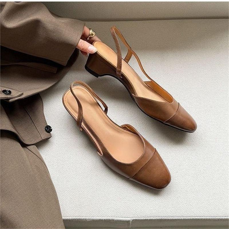 Women's slingback ballet flats with square toe box and elastic heel strap Mune Fashion