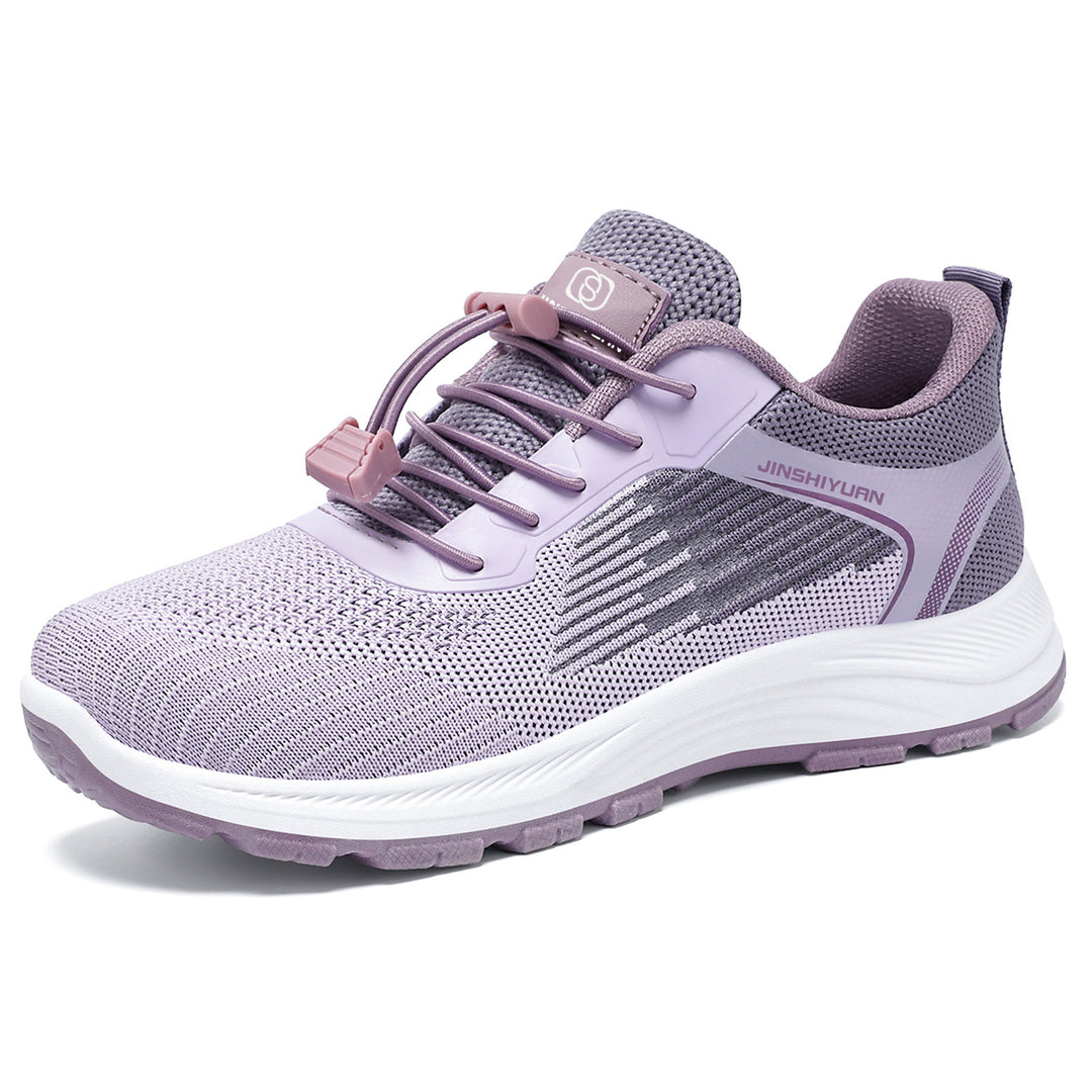 Women nan lightweight breathable knit walking sneakers with quick lace cord and cushioned EVA midsole Mune Fashion