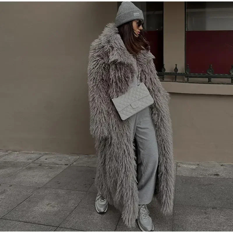 Women's Long Faux Fur Coat Mune