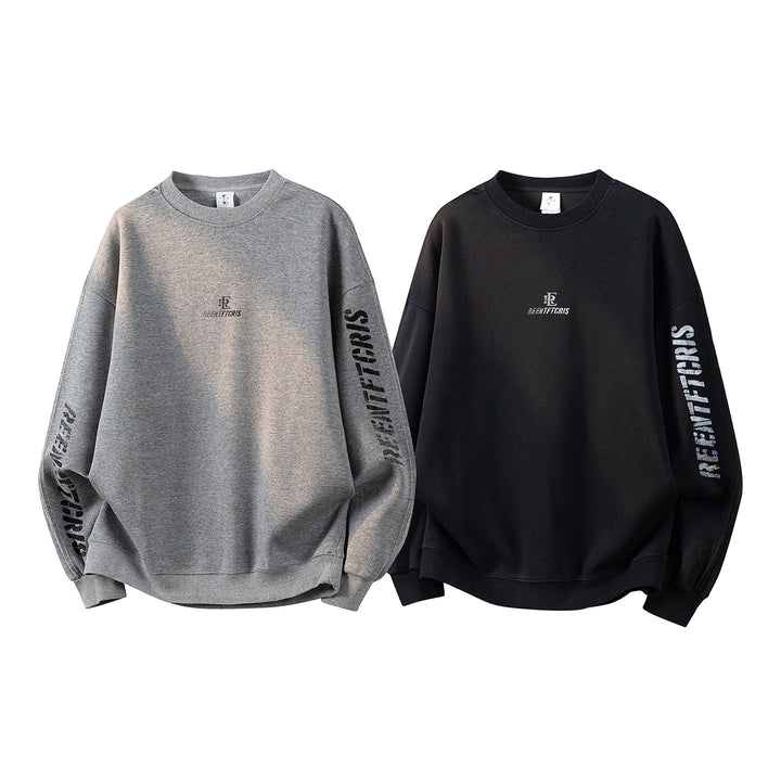 Women's Oversized Sweatshirt with Embroidered Logo, Rounded Hem & Dropped Shoulder Mune Fashion