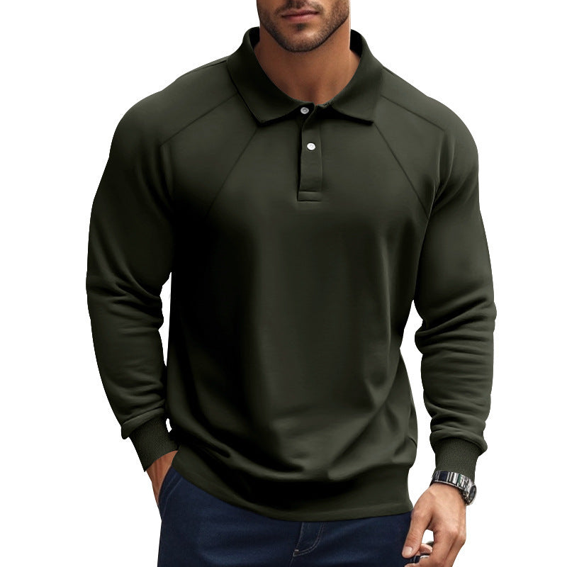 Men's long sleeve polo shirt with raglan sleeves, comfort stretch and ribbed cuffs Mune Fashion