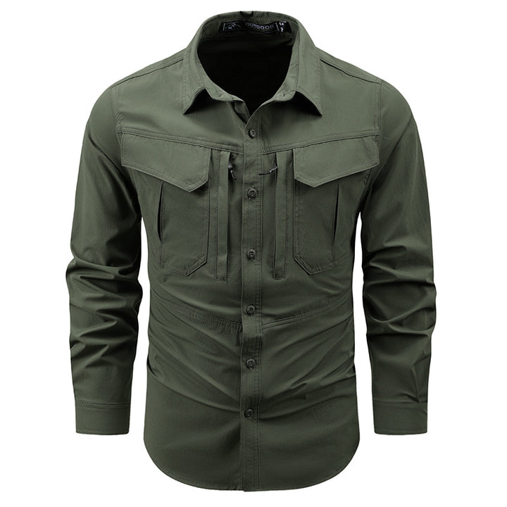 Men's Nan Lightweight Utility Field Shirt with double ventilated breast pockets, reinforced elbows, and quick-drying functional blend Mune Fashion
