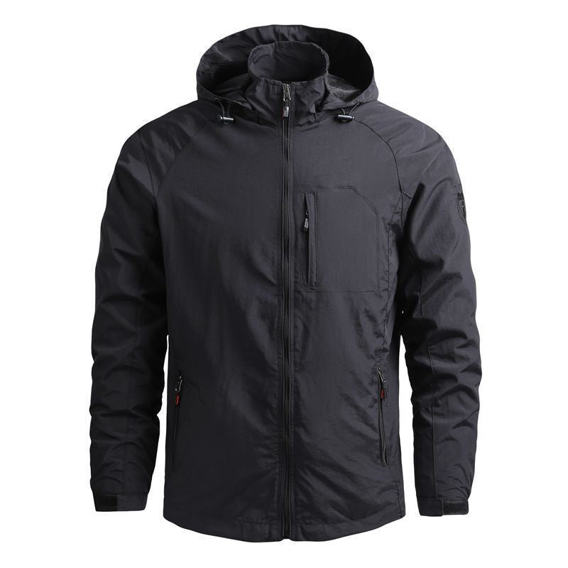 Men's lightweight technical hooded field jacket with chest zipper and multifunctional pockets Mune Fashion