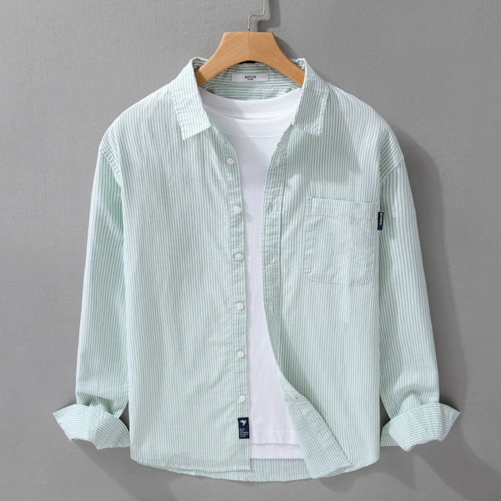 Men's Lightweight Striped Cotton Shirt in Layering Look with Chest Pocket Mune Fashion
