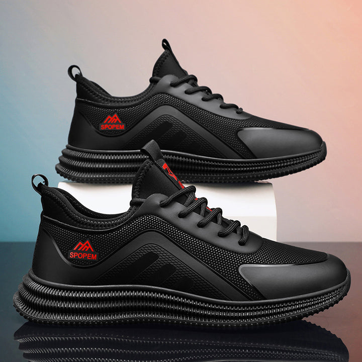 Men's Minimalist Urban Running Trainer with Ribbed Platform Sole and Seamless Mesh Upper Mune Fashion