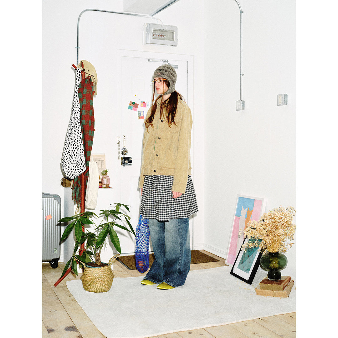 Women's short cord jacket with fringing, shirt collar and flap pockets Mune Fashion